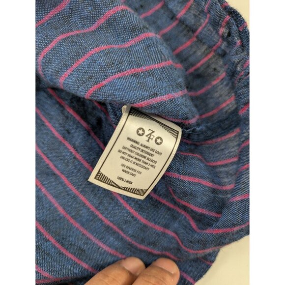 ZF Button‎ Up Shirt Men's XXLarge Blue Purple Striped 100% Linen Casual - Picture 3 of 10